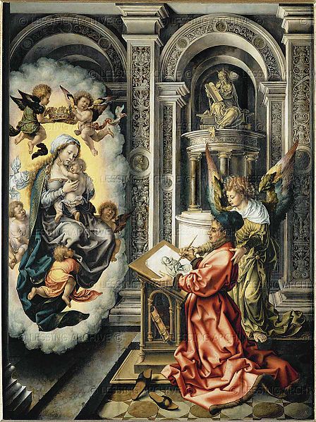 Saint Luke Painting the Madonna, vintage artwork by Jan Gossaert, A3 (16x12") Poster Print