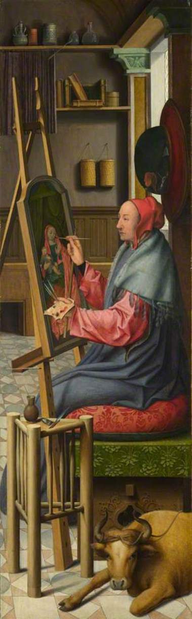 Saint Luke Painting the Virgin and Child, vintage artwork by Follower of Quentin Massys, A3 (16x12") Poster Print