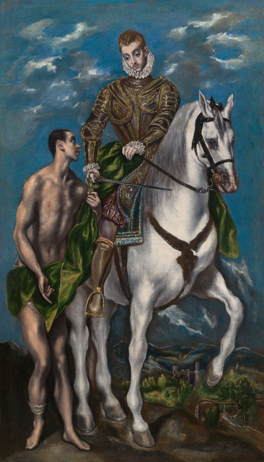 Saint Martin and the Beggar by  El Greco (Domenikos Theotokopoulos), 23x16"( A2 size) Poster Print