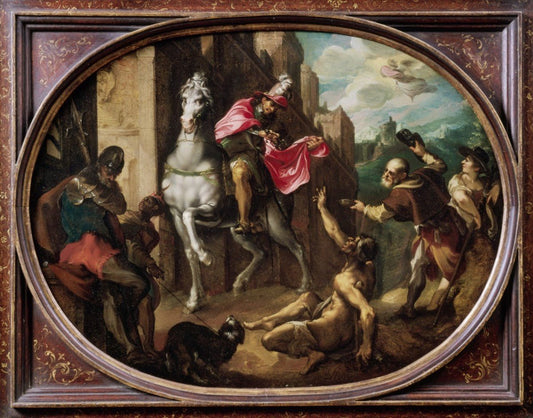 Saint Martin Donates his Cloak, vintage artwork by Joseph Heintz the Elder, A3 (16x12") Poster Print