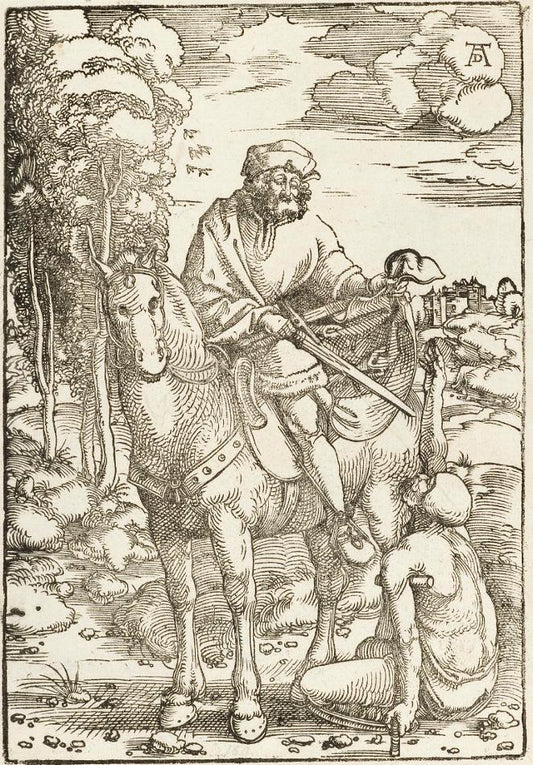 Saint Martin Parting his Mantle, vintage artwork by Hans Baldung, A3 (16x12") Poster Print