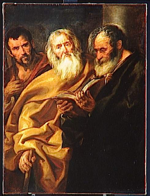 Saint Matthew and Two Apostles, vintage artwork by Jacob Jordaens, 12x8" (A4) Poster