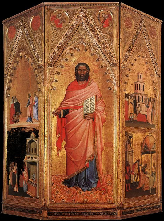 Saint Matthew with Scenes from his Life, vintage artwork by Andrea Orcagna, A3 (16x12") Poster Print