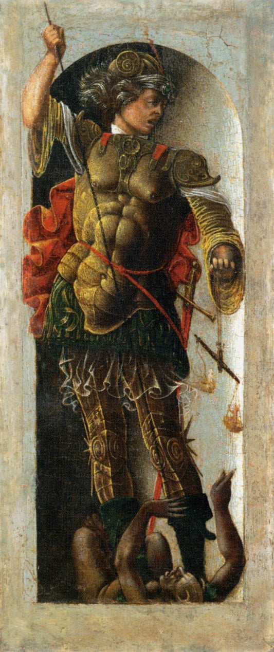 Saint Michael (from the Griffoni-altarpiece), vintage artwork by Ercole de' Roberti, A3 (16x12") Poster Print