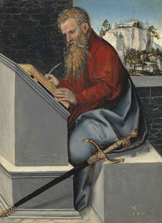 Saint Paul in his Study, vintage artwork by Lucas Cranach the Younger, A3 (16x12") Poster Print