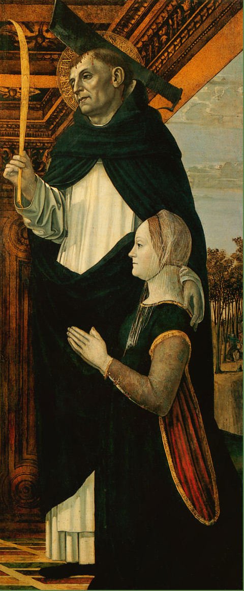 Saint Peter the Martyr and a Kneeling Donor, vintage artwork by Bergognone, A3 (16x12") Poster Print