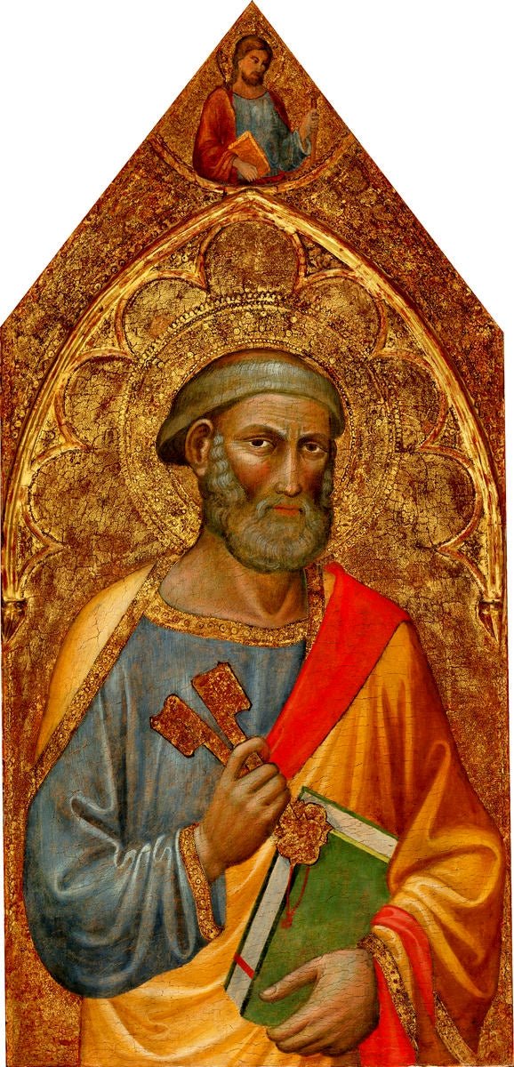 Saint Peter, with Saint James Major, vintage artwork by Martino di Bartolomeo, A3 (16x12") Poster Print