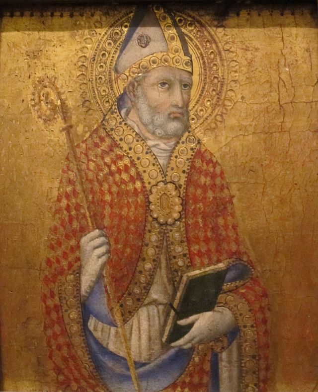 Saint Sabinus (?), vintage artwork by Sano di Pietro, A3 (16x12") Poster Print