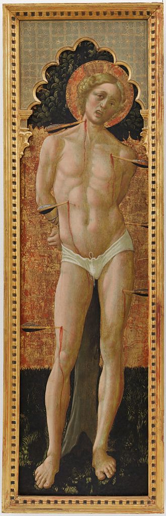 Saint Sebastian (side panel from Triptych), vintage artwork by Niccolò da Foligno, A3 (16x12") Poster Print