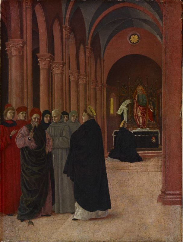 Saint Thomas of Aquino in a Debate with the Heretic, vintage artwork by Bartolomeo degli Erri, A3 (16x12") Poster Print