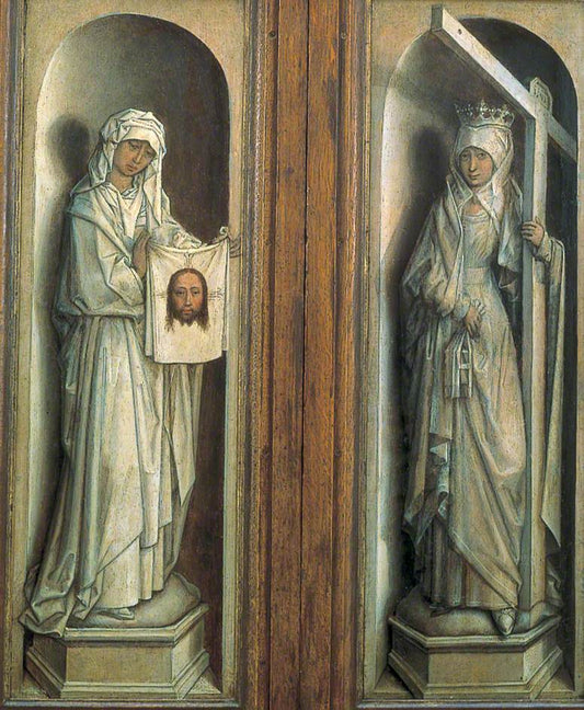 Saint Veronica and Saint Helena, vintage artwork by Dutch School 15th Century - Unknown, A3 (16x12") Poster Print