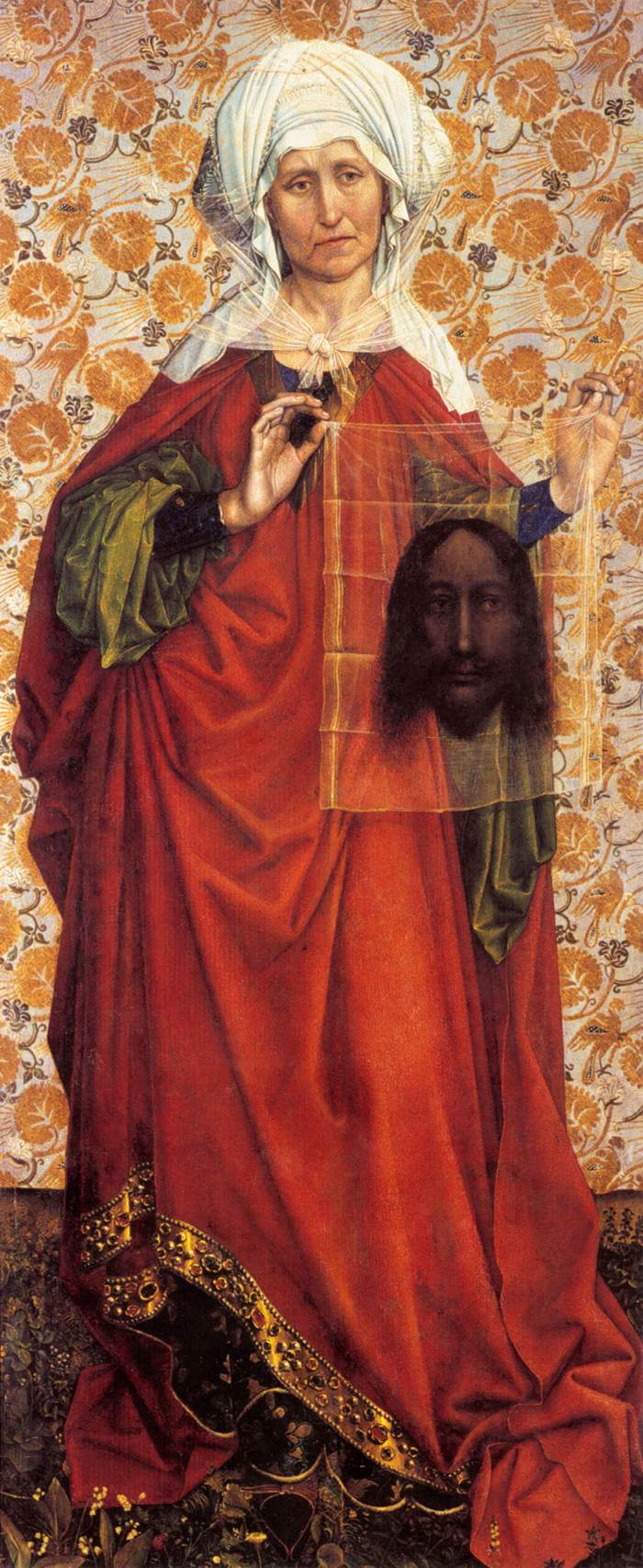 Saint Veronica (Detail from The Holy Trinity Triptych), vintage artwork by Attributed to Robert Campin, A3 (16x12") Poster Print