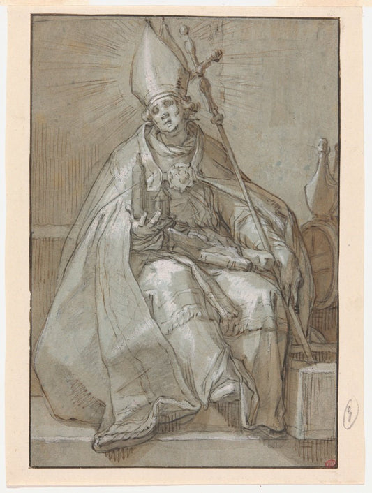 Saint Willibrord by  Abraham Bloemaert,23x16"( A2 size ) Poster Print
