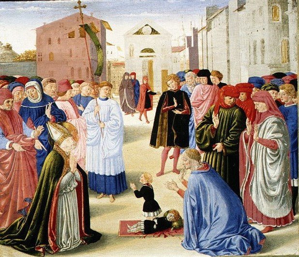 Saint Zenobius Resuscitating a Dead Child, vintage artwork by Benozzo Gozzoli, A3 (16x12") Poster Print