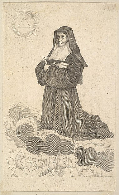Sainte Jeanne Frémiot de Chantal after 1641-Claude Mellan , vintage art, A3 (16x12") Poster Print