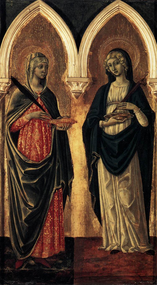 Saints Agatha and Lucy, vintage artwork by Attributed to Guidoccio Cozzarelli, A3 (16x12") Poster Print