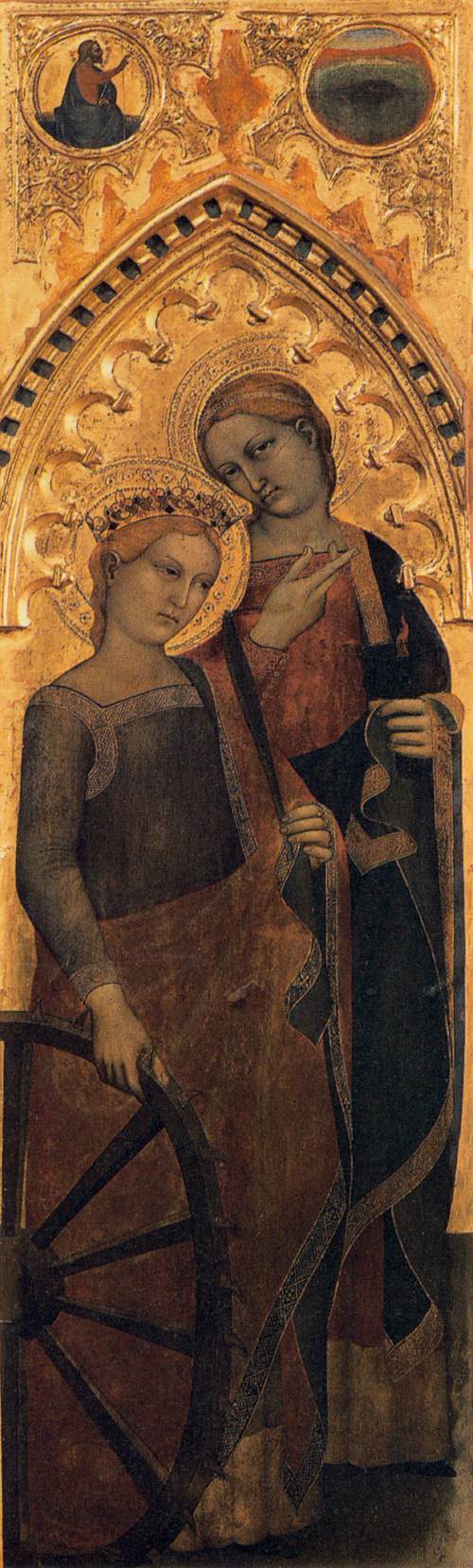 Saints Catherine of Alexandria and Lucy, vintage artwork by Giovanni da Milano, A3 (16x12") Poster Print