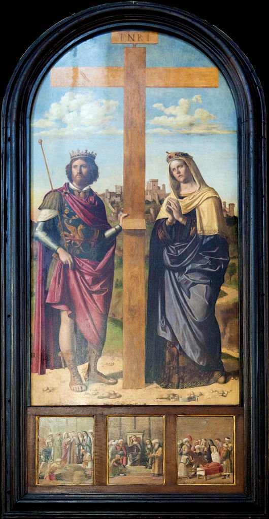 Saints Helena and Constantine at the Sides of the Cross, vintage artwork by Cima da Conegliano, A3 (16x12") Poster Print