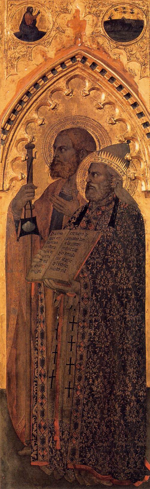 Saints James the Greater and Gregory, vintage artwork by Giovanni da Milano, A3 (16x12") Poster Print