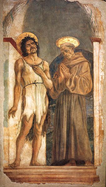 Saints John the Baptist and Francis, vintage artwork by Domenico Veneziano, A3 (16x12") Poster Print
