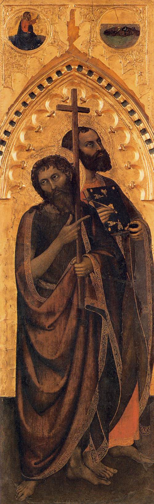 Saints John the Baptist and Luke the Evangelist, vintage artwork by Giovanni da Milano, A3 (16x12") Poster Print