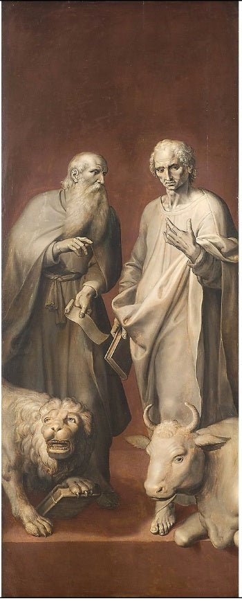 Saints Mark and Luke, vintage artwork by Maarten Pepyn, 12x8" (A4) Poster
