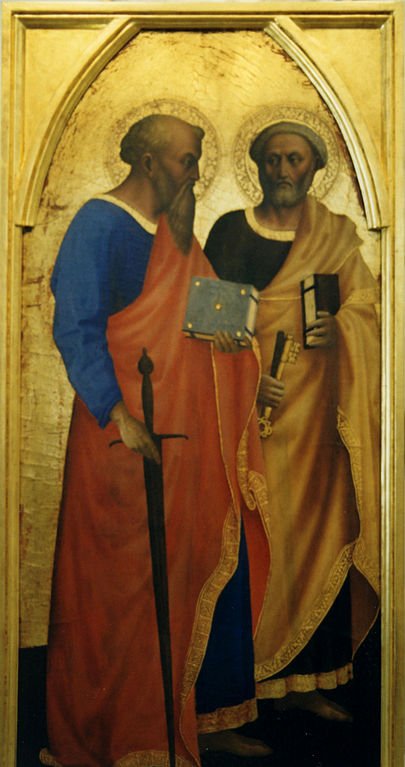 Saints Paul and Peter, vintage artwork by Masolino da Panicale, A3 (16x12") Poster Print