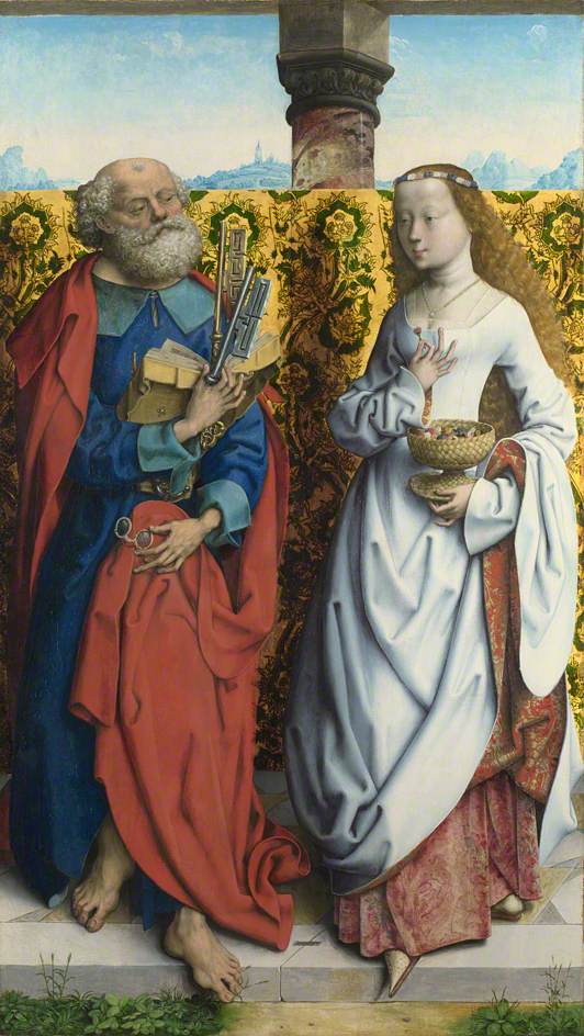 Saints Peter and Dorothy from the Master of Saint Bartholomew Altarpiece, vintage artwork by Master of the Saint Bartholomew Altarpiece, A3 (16x12") Poster Print
