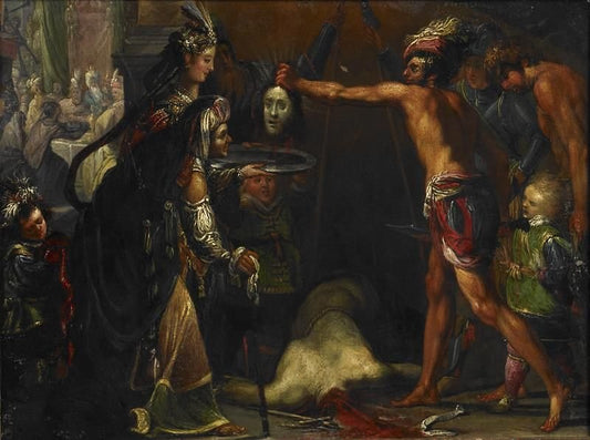 Salome Receives the Head of John the Baptist, vintage artwork by Claude Vignon, 12x8" (A4) Poster