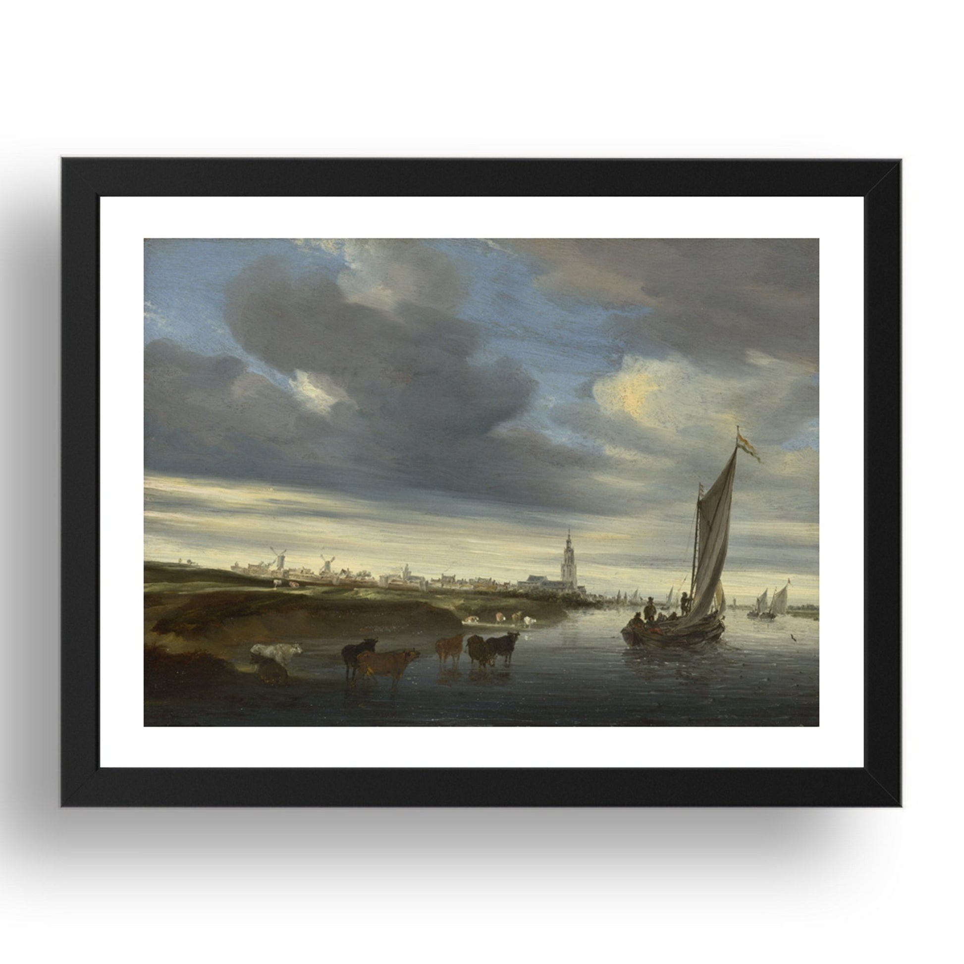 Salomon van Ruysdael: A View of Rhenen seen from the West, Poster in 17x13"(A3) Frame