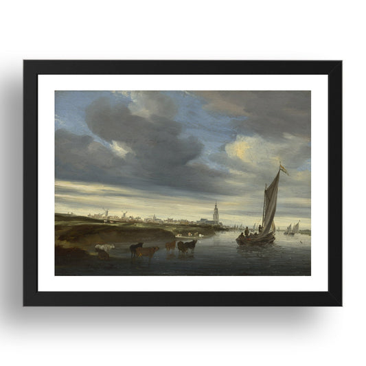 Salomon van Ruysdael: A View of Rhenen seen from the West, Poster in 17x13"(A3) Frame