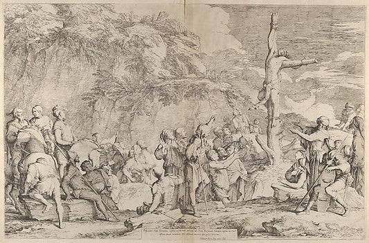 Salvator Rosa 1615–1673 Rome):The crucifixion of Polycrates the tyrant after his capture by the Persians c1662, vintage artwork, 16x12"(A3) Poster Print