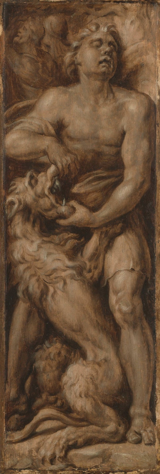 Samson tearing the lion, vintage artwork by Maerten van Heemskerck, A3 (16x12") Poster Print