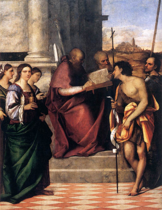 San Giovanni Crisostomo Altarpiece, vintage artwork by Sebastiano del Piombo, A3 (16x12") Poster Print