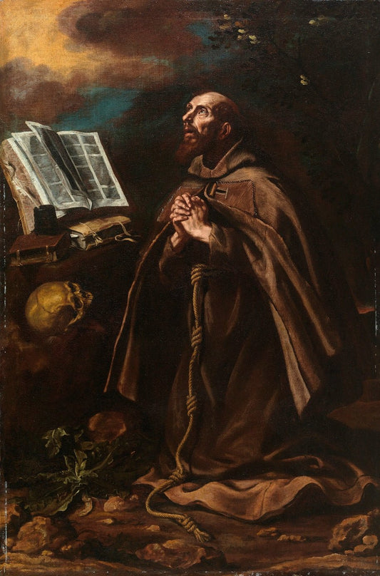 San Pedro of Alcantára, vintage artwork by Luis Tristán de Escamilla, 12x8" (A4) Poster
