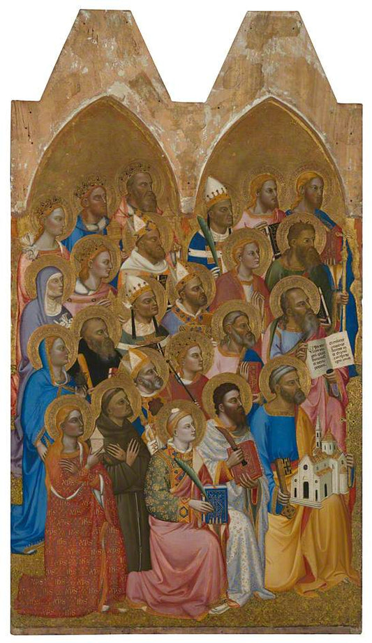 San Pier Maggiore Altarpiece: Adoring Saints, vintage artwork by Jacopo di Cione, A3 (16x12") Poster Print