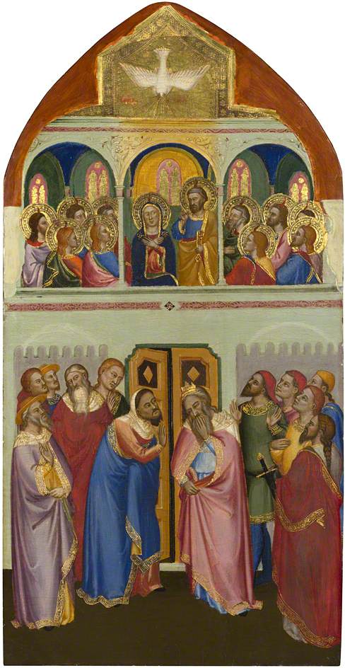 San Pier Maggiore Altarpiece:  Pentecost, vintage artwork by Jacopo di Cione, A3 (16x12") Poster Print