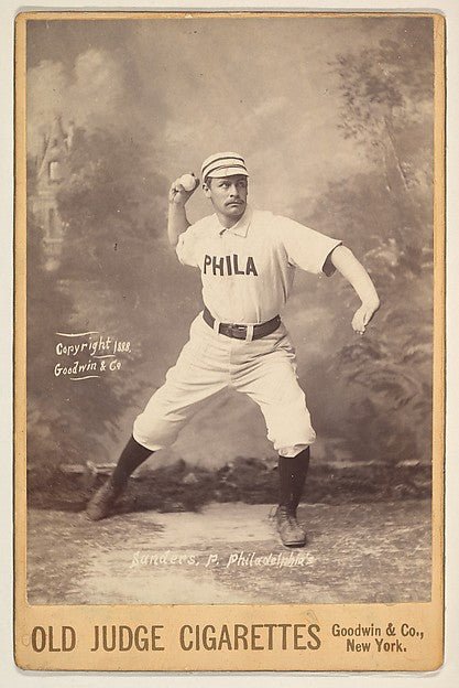 :Sanders Pitcher Philadelphia from the series Old Judge Cigarettes 1888, vintage artwork, 16x12"(A3) Poster Print