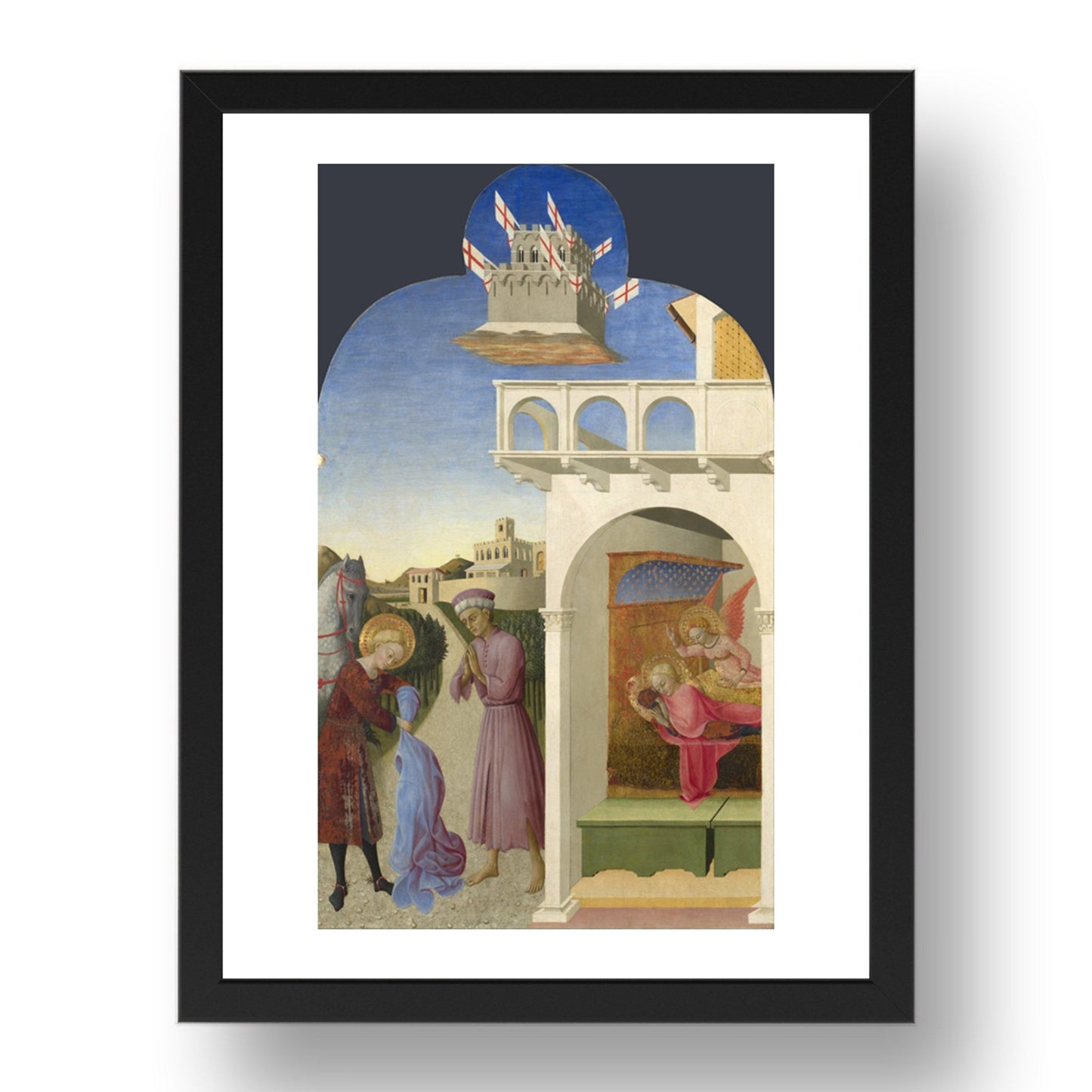 Sassetta: Saint Francis and the Poor Knight, and Francis's Vision, Poster in 17x13"(A3) Frame