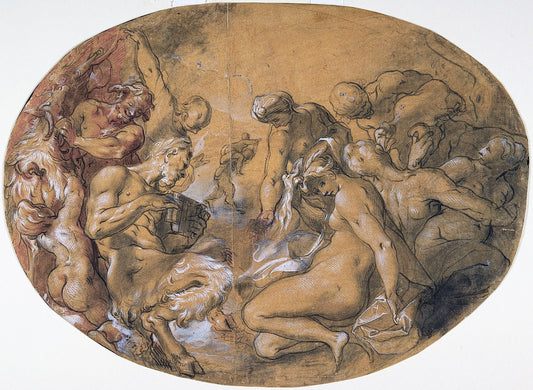 Satyrs and Nymphs, vintage artwork by Joseph Heintz the Elder, A3 (16x12") Poster Print