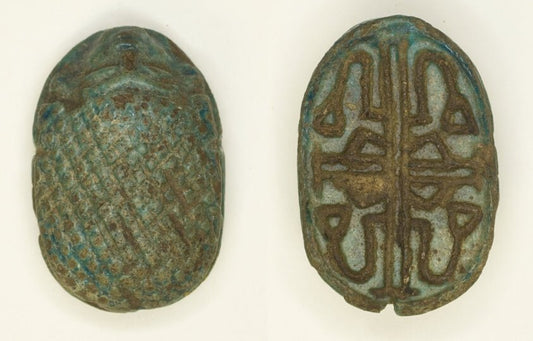 Scaraboid by  Face Motif on Top, Floral Designs on Base by  Egyptian, 23x16"( A2 size ) Poster Print