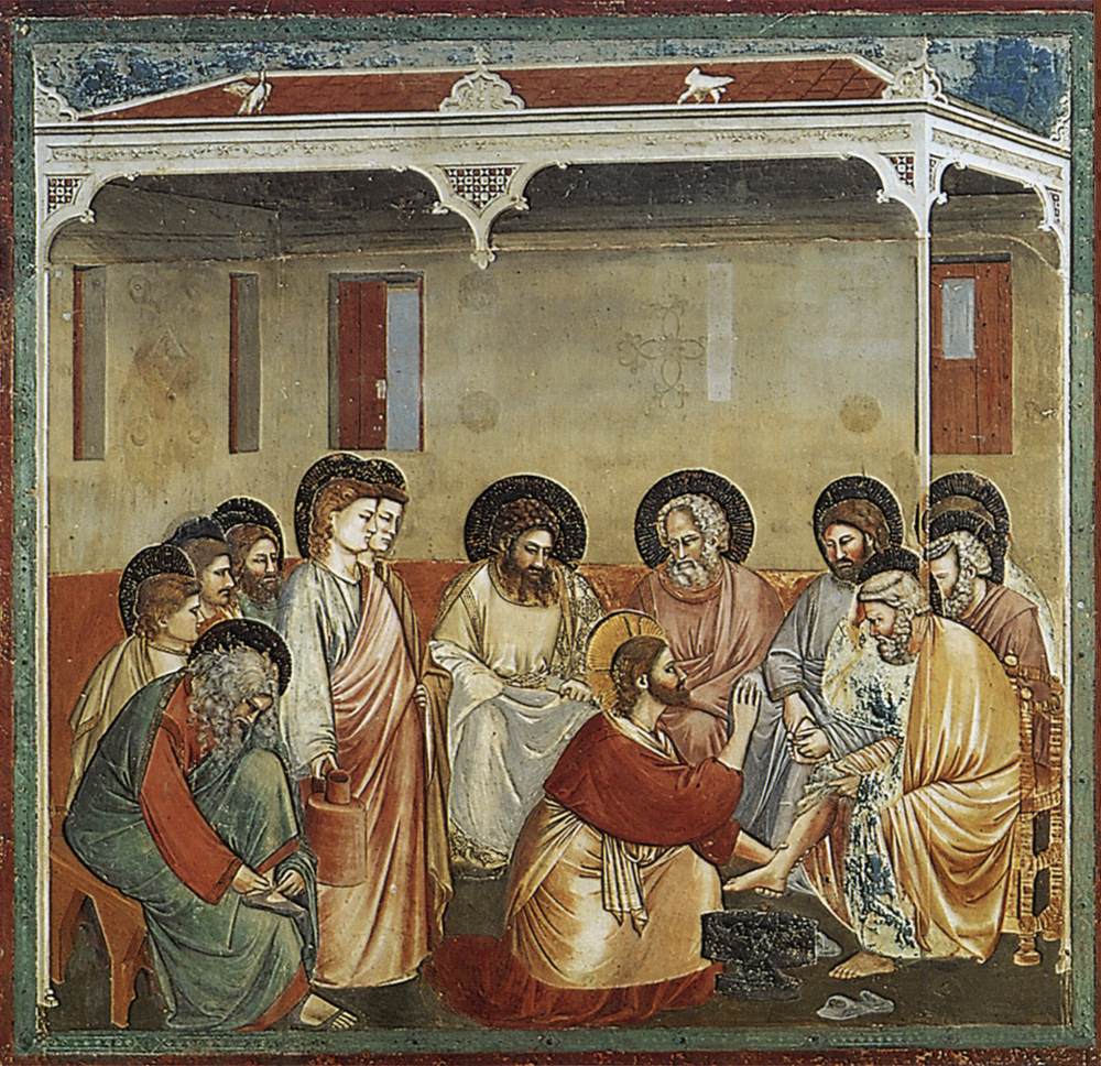 Scenes from the Life of Christ: 14. Washing of Feet, vintage artwork by Giotto, A3 (16x12") Poster Print