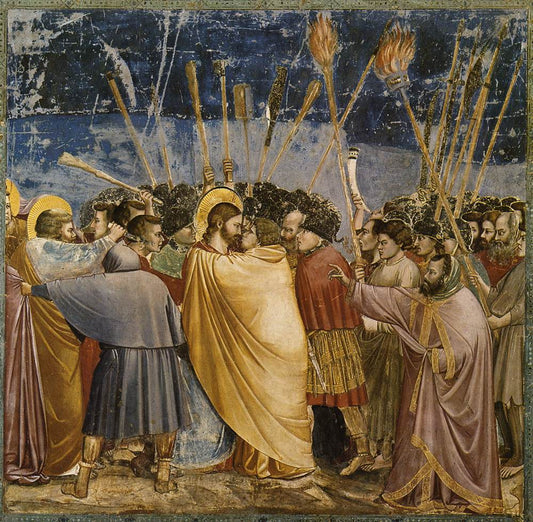 Scenes from the Life of Christ: 15. The Arrest of Christ (Kiss of Judas), vintage artwork by Giotto, A3 (16x12") Poster Print