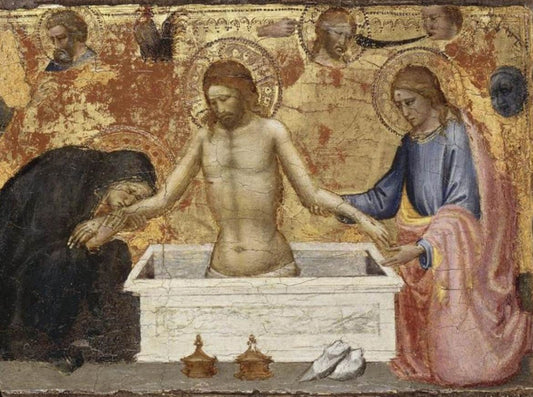 Scenes from the Life of Christ: Christ in the Tomb, vintage artwork by Mariotto di Nardo, A3 (16x12") Poster Print