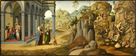 Scenes from the Life of Saint John the Baptist, vintage artwork by After Francesco Granacci, A3 (16x12") Poster Print