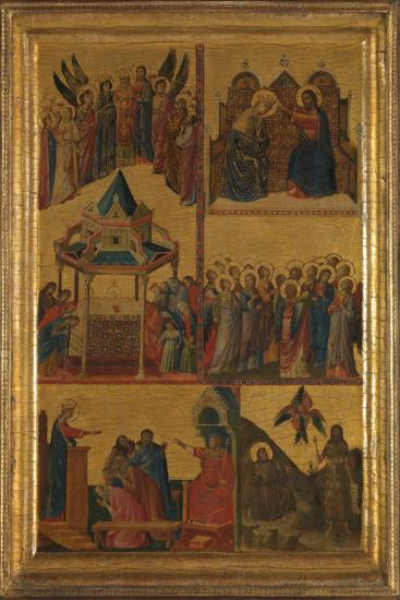 Scenes from the Lives of the Virgin and Other Saints, vintage artwork by Giovanni Baronzio, 12x8" (A4) Poster