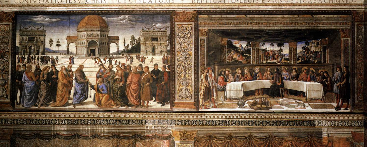 Scenes on the left wall, vintage artwork by Perugino, A3 (16x12") Poster Print
