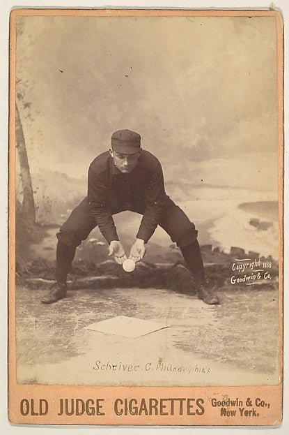 :Schriver Catcher Philadelphia from the series Old Judge Cigarettes 1888, vintage artwork, 16x12"(A3) Poster Print