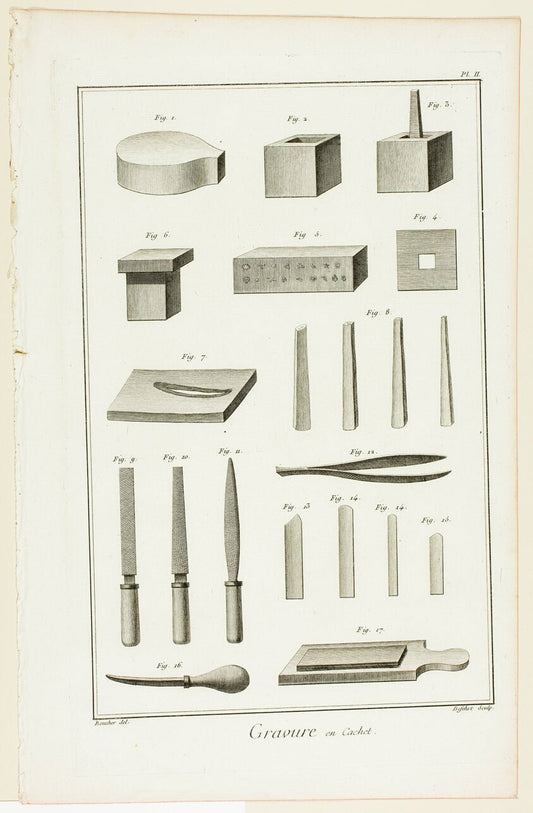 Seal Engraving, from Encyclopedie by  A. J. Defehrt (French, active 18th century),23x16"( A2 size ) Poster Print