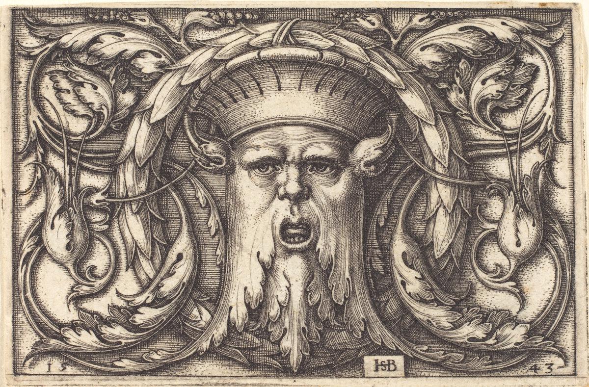 Sebald Beham:Ornament with a Mask,16x12"(A3) Poster